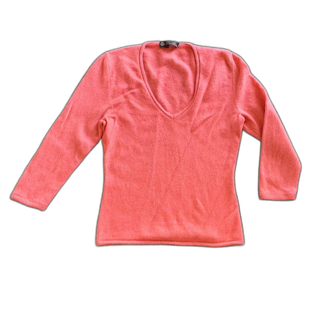 Loro Piana 100% Cashmere Coral Sweater V-Neck Size 40 XS/S